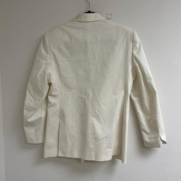 Cream Cotton Soft Metallic Sheen Pinstripe Blazer - Picture 5 of 9